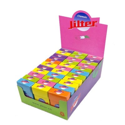 Expositor com caixas coloridas do produto Jilter Classic