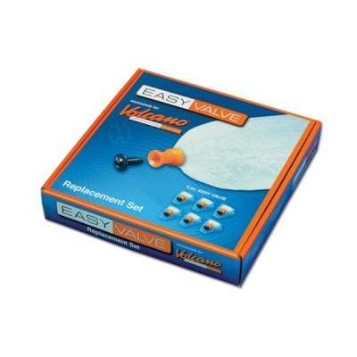 Caixa do conjunto de substituição EASY VALVE para balão da Volcano, azul e laranja.