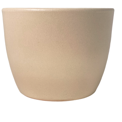 Taça pequena bege em cerâmica com acabamento liso