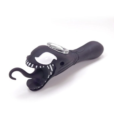Pipa estilo Venom preta com olhos brancos e língua curva