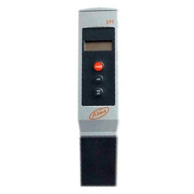 Medidor digital de pH cinzento com visor e botões