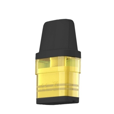 Cartucho de cigarro eletrónico amarelo translúcido com bocal preto