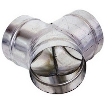 Conector T metálico prateado para canalização