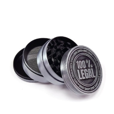 Triturador metálico cinzento com inscrição 100% LEGAL