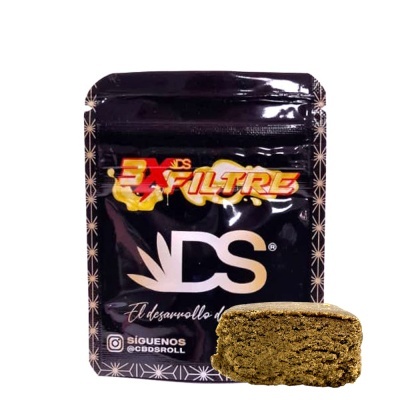 Pacote preto brilhante de CBD com resina marrom