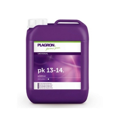 Recipiente plástico roxo com tampa branca e etiqueta Plagron pk 13-14