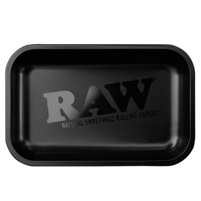 Tabuleiro preto rectangular em metal com logo RAW