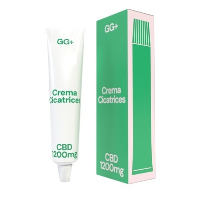 Tubo de creme branco e caixa verde rosa com texto verde