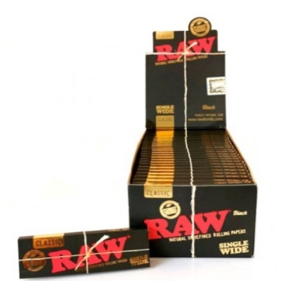 Caixa de papelotes RAW Classic Single Wide em preto, vermelho e dourado
