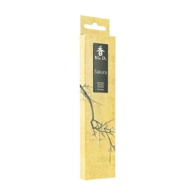 Embalagem de incenso Sakura da Koh-Do com ramo florido em amarelo pálido
