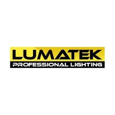 Logótipo LUMATEK PROFESSIONAL LIGHTING em fundo amarelo e preto