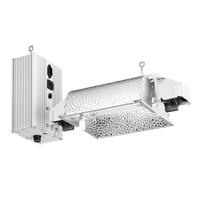 Luminária industrial ou para cultivo metálica branca com refletor texturizado prateado