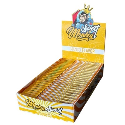 Caixa de barras doces Sweet Monkey sabor manga amarelas e laranja