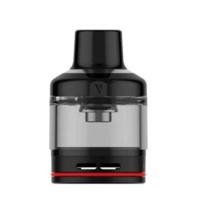 Pod para vaporizador preto com parte transparente e anel vermelho na base