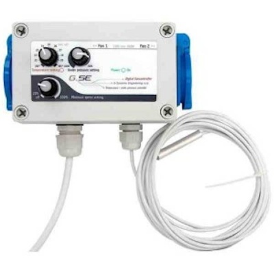 Controlador digital G.SE com botões pretos e cabo branco longo enrolado com sonda metálica