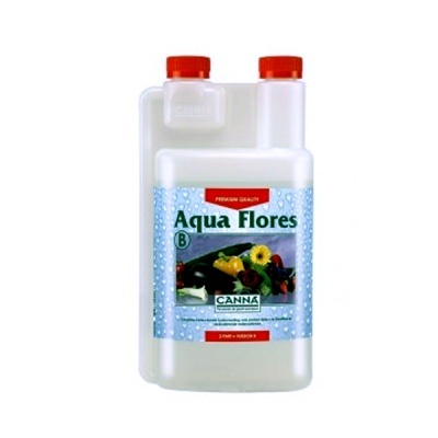 Frasco branco com tampa vermelha e etiqueta Aqua Flores CANNA