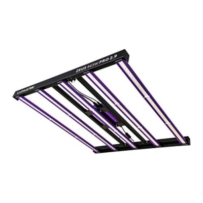 Luminária LED para cultivo ZEUS 465W PRO 2.9 preta com luzes roxas e brancas