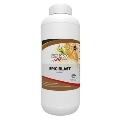 frasco branco de plástico com tampa e rótulo HY-PRO EPIC BLAST