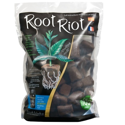 Saco transparente de cubos orgânicos Root Riot para enraizamento de plantas