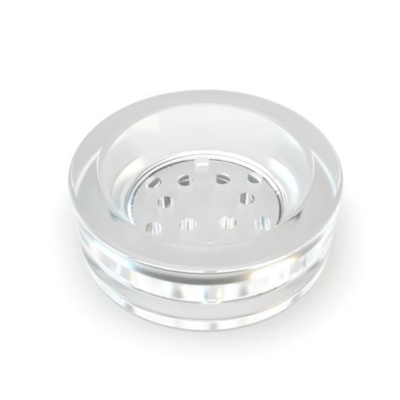 Suporte redondo transparente com disco perfurado