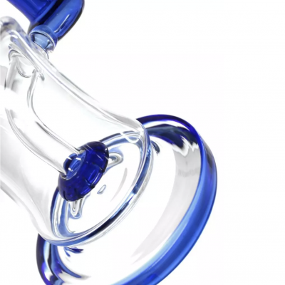 Bongo de vidro transparente com detalhes azuis