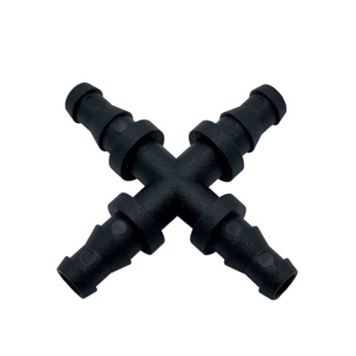 Conector em cruz preto para tubos