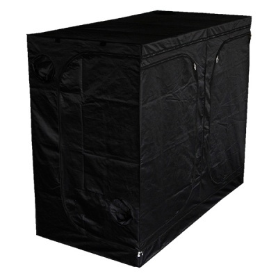 Tenda preta retangular para cultivo indoor com zíperes e aberturas circulares