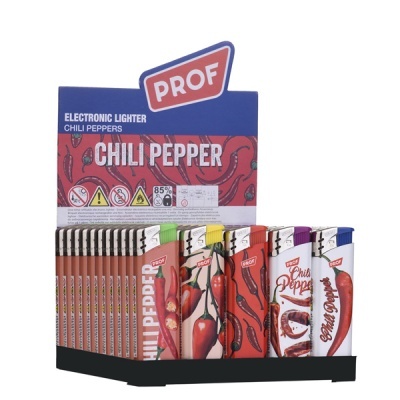 Expositor de isqueiros eletrónicos com tema de pimenta chili PROF