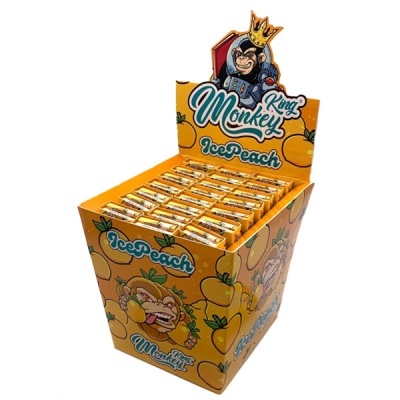 Expositor amarelo com pacotes King Monkey Ice Peach