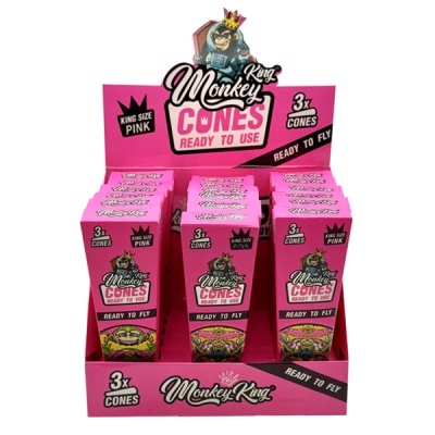 Expositor de cones King Monkey cor-de-rosa com caixas rectangulares