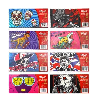 Caixas coloridas de papel para enrolar com diferentes ilustrações