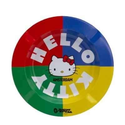 Prato colorido com Hello Kitty e texto Amsterdam