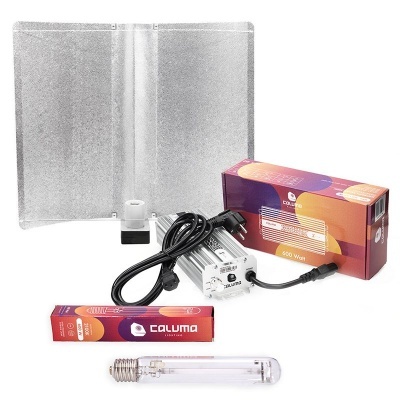 Kit de iluminação para cultivo com refletor metálico e lâmpada vapor de sódio CALUMA 600W