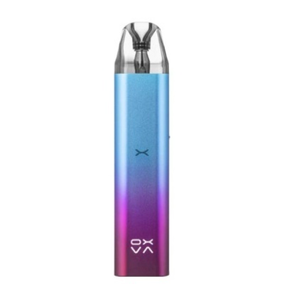 Dispositivo eletrónico vaporizador azul e roxo com tampa preta