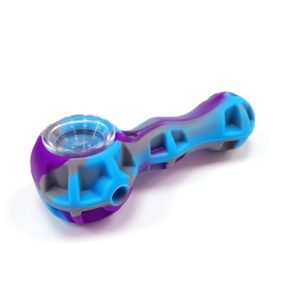 Piteira para fumar em silicone colorida com recetáculo transparente