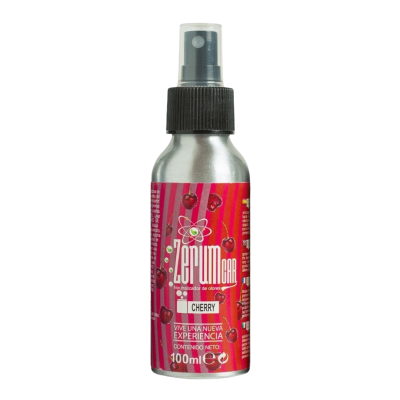 Frasco de spray Zerum Car aroma Cherry com design vermelho e padrão de cerejas