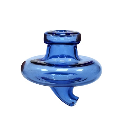 Vaso de vidro azul translúcido com design único