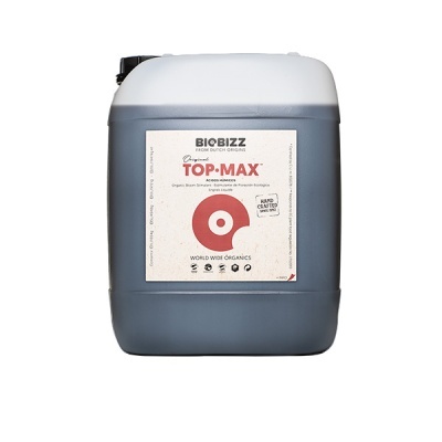 Recipiente plástico Biobizz TOP.MAX com rótulo visível