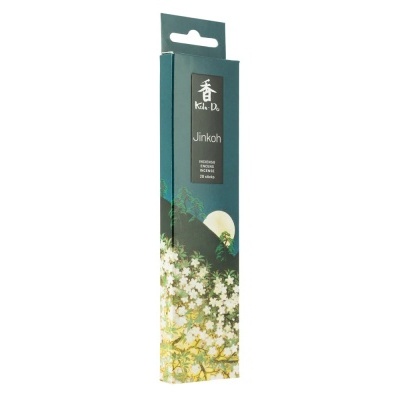 Caixa de incenso Koh-Do Jinkoh com ilustração de flores e montanhas