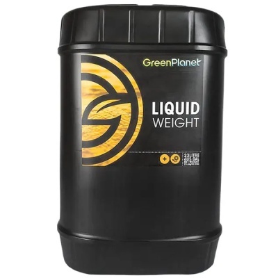Embalagem preta LIQUID WEIGHT da GreenPlanet com tampa preta