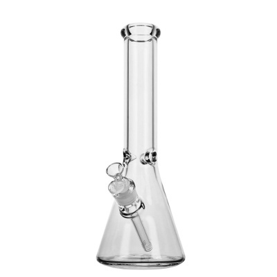 Bong de vidro transparente com base cónica e tubo longo