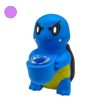 Figura Squirtle azul com casca castanha e acessório redondo transparente