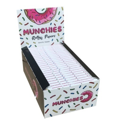 Caixa de papel de arroz para enrolar tabaco Munchies com design de donut e granulado colorido