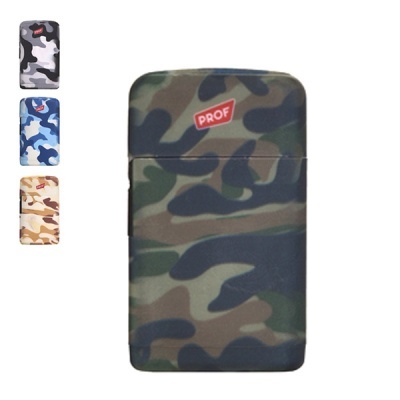 Isqueiros com padrão camuflado em três cores e texto PROF