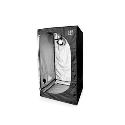 tenda de cultivo preta com interior reflexivo
