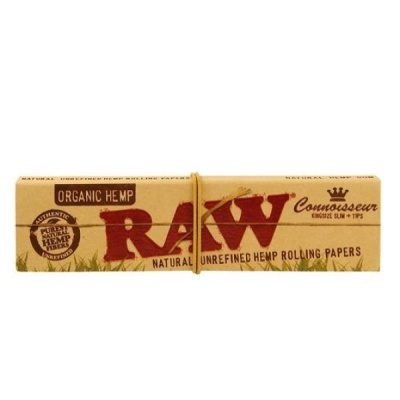 Embalagem castanha de papel RAW Connoisseur para enrolar cigarro com elástico amarelo