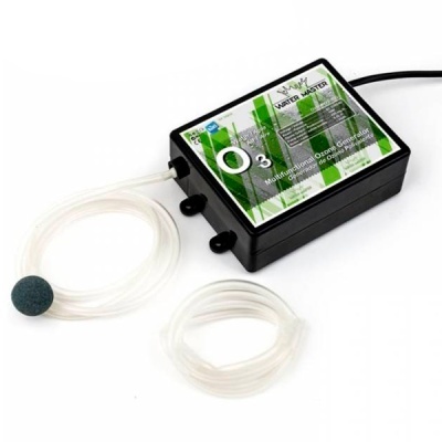 Gerador de ozono multifuncional Water Master preto com tubos e difusor de pedra.