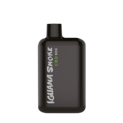 Dispositivo vape preto com texto IGUANA SMOKE CBD 900