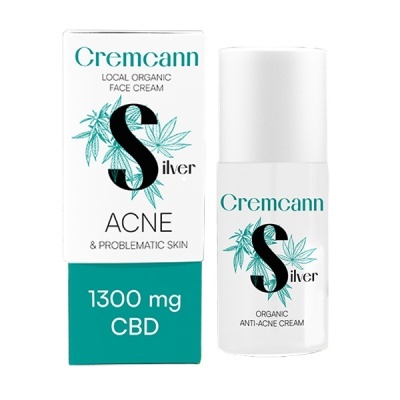 Embalagem e frasco de creme facial Cremcann Silver para acne