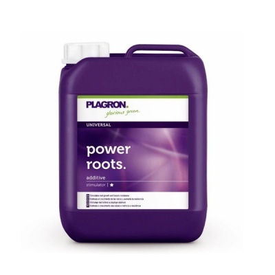 Recipiente plástico roxo com rótulo PLAGRON power roots